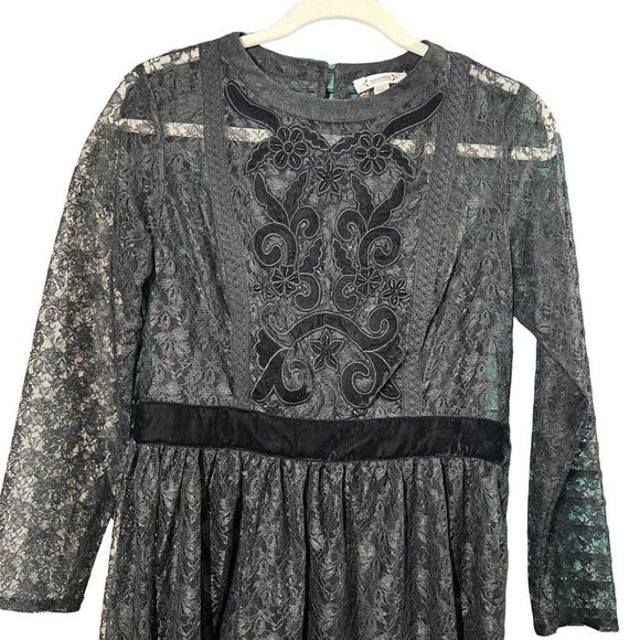 New Nanette Lepore Lace Velvet  Dress Very Black Size 0 NM8F17AC5 - Picture 6 of 9